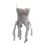 Sleeveless Vest Women With Chest Pads With Tectoral Lace Slings Irregular Ribbon Short Coat