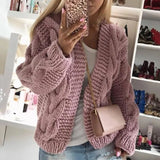 New Autumn Winter Cardigan Women 5 color matching Loose Knitted Sweater Jacket Female Long Sleeve Cardigans Coat