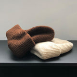 Women's Solid Color Knitted Hat 2022 Winter New Flanging Hat