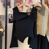 Three-Dimensional Flower Temperament Sweater Horn Irregular French Ear Repair Bottom Knitted Shirt