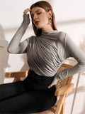 And Winter Small High-Collar Design Sense Draw With Long-Sleeved T-Shirt