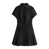 Spring Shirt Style Slim Mini Dress 2674870-Outfit