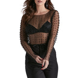 Spring And Summer Ins Explosion Super Fairy Sexy Perspective Lace Jersey Inside And Outside Wearing Mesh Top