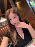New Slim Slim Temperament Stature Korean Version V-Neck Temperament Comfortable Wearing Short-Sleeved Bottom Knitted Shirt