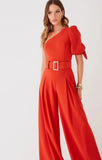 Elegant Puff Short Sleeve One Shoulder Loose Formal Jumpsuit with