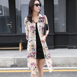 Sun Protection Women Long Blouses Super Thin Floral Chiffon Cardigan Half Sleeve Loose Flower Print Blouse Shirts