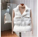 Light Winter Vest Women Short Bodywarmer Windproof Lightweight Outerwear Black Gilets Female White Sleeveless