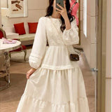 Elegant Dress Women 2021 Autumn Korean High Waist Sweet Midi Dress Female Long Sleeve Party Chic Vintage Casual