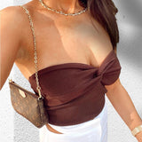 Spring And Summer Women's Explosive Pure Color Cross-Knitted Knitted Bra Vest