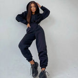 Women Basic Hoodie Jumpsuit Zipper Drawstring Overall High Waist Elasticity Streetwear Tracksuit Rompers Casual One Piece