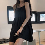 Chic Temperament Simple Small Man With Short Skirt Sling Skirt Solid Color Loose Splicing Sleeveless