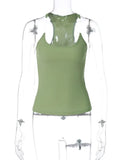 Cut off Strap Cropped Top White Camisole Women White Sexy Fashion Tank Top Summer Streetwear Vest Slim Sleeveless-Outfit