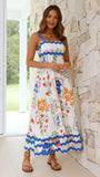 Toloer Southeast Asia New Small Flower Wave Sling Skirt High-End Temperament A-Line
