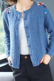 2023 Women Cardigan Sweater V Neck Solid Floral Pattern Loose Knitwear Single Breasted Casual Knit Cardigan Jacket