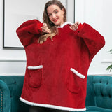 Hoodie Blanket With Sleeves Plaid Sweatshirt Winter Fleece Pullover Female Sherpa Giant Moleton Hoody Sweat Femme