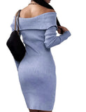 Knitting V-Neck Open Shoulder Sexy Club