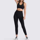 2 Piece Sport Gym Clothes Fitness Set Squat Proof Pant Seamless Leggings Sport Bra Sportwear Crop Top Active Workout