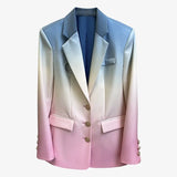 Patchwork Hit Color Blazer For Women Notched Long Sleeve Casual Blazers Female 2022 Spring Fashion New