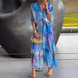 New Women's Printed Layered Dress