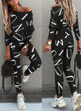 Letter Print Casual Shirt and Pants 2pc