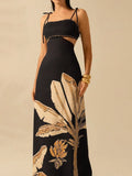 Spring Summer New Women's Black Bare Back Sling