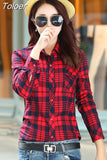Casual Button Down Lapel Neck Plaids Checks Flannel Shirts Women Long Sleeve Tops Blouse Free
