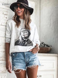 Woman Print Grey Sweatshirt For Women Tops Designer luxury Long Sleeve Winter Autumn Sweatshirt O-neck Pullovers Tops-Outfit