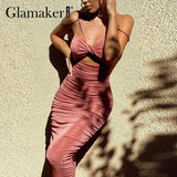 V-neck backless bodycon midi dress Women hollow out sexy women summer dress Office ladies female vestidos 2021