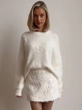 Shooting-2025 Explosion Comfortable Warm Solid Color Round Collar Knitted Tie-Up