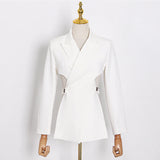 Hollow Out Blazer For Women Notched Collar Long Sleeve Casual Black Blazer Female 2020 Autumn Fashion New