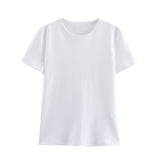And White Foundation Shirt T-Shirt 2025 Summer Short-Sleeved Round Collared Women's