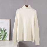 turtle Neck Solid Cashmere Sweater Women Elegant Soft Warm Female Knitted Pullovers Basic Loose female