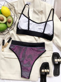 2 Piece High Waist Shiny Strap