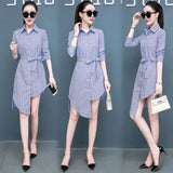 Shirt Dress Women Long Sleeve Fashion Casual Sexy Mid Long Shirts Sleepwear Irregular Loose Button Cardigan Blouses