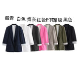 Spring Blended Roll-Sleeve Suit Jacket 2753530-Outfit