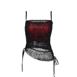 Dark Wind Flocking Suspenders, Chest Style, Wind Lace Flared Trousers, Asymmetrical Aprons, Two Sets Of Women.-Outfit