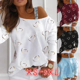 New Women's Blouse Shoulder Sequins Fashion T-Shirt With Long Sleeves-Outfit