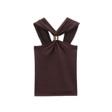 Spring New Hanging Neck Top Sexy Bare Waistcoat Women's