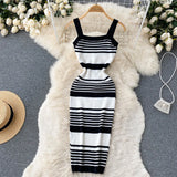 button Bodycon Knitted midi Dress Summer stretch tank pencil casual Party Women club sheath knee length