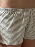 Sexy Women 2 Pieces Pajama Set Striped Print Crop Camis Tops Elastic Waist Shorts Loungewear Soft Sleepwear Nightwear-Outfit