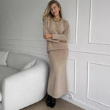 2025 Elegant Soft Thicker Round Collar Sweater + Fishtail Skirt Two Sets Of Women's OL Wind Top + Skirt