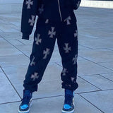 Rhinestone Gothic Streetwear Long Sleeve Black Zip Hoodie Y2k Hip Hop Joggers Sweatshirt Korean Fashion Punk Sport Coat