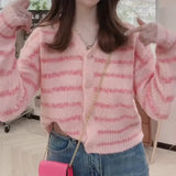 Spring New Color Sweater Coat Women's Korean Style Retro Lazy Soft Waxy Loose Short Knitted Cardigan-Outfit