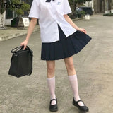Thai School Uniform Jk Uniform Round Neck Short Sleeve Shirt Pleated Skirt 2 Piece Suits College Performance Class