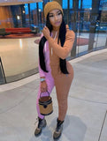 Casual Contrast Hoody Top And Pant 2 Piece