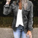 Jacket With Fur Black Jean Jacket Denim Jacket Mid Length Denim Shirt Coat Fashion New Slimming Solid Women Crop