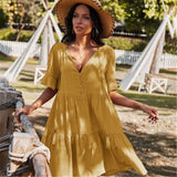 Dress 2021 Women Pink Elegant Midi Sleeve Ruffle Mini Vintage Dress Sweet V Neck Party Clothes Robe Femme Y2k