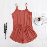 Pajamas for Women Summer Solid Sleepwear Sexy Pyjamas Set Tank Top Shorts