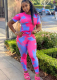 Multi-Color Tight Fitting Shirt and Pants 2 Piece