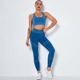 Gym Set Fitness Clothing Sportswear High Waist Women Gym Leggings Tights Padded Push-up Sports Bra 2 Pcs Sports